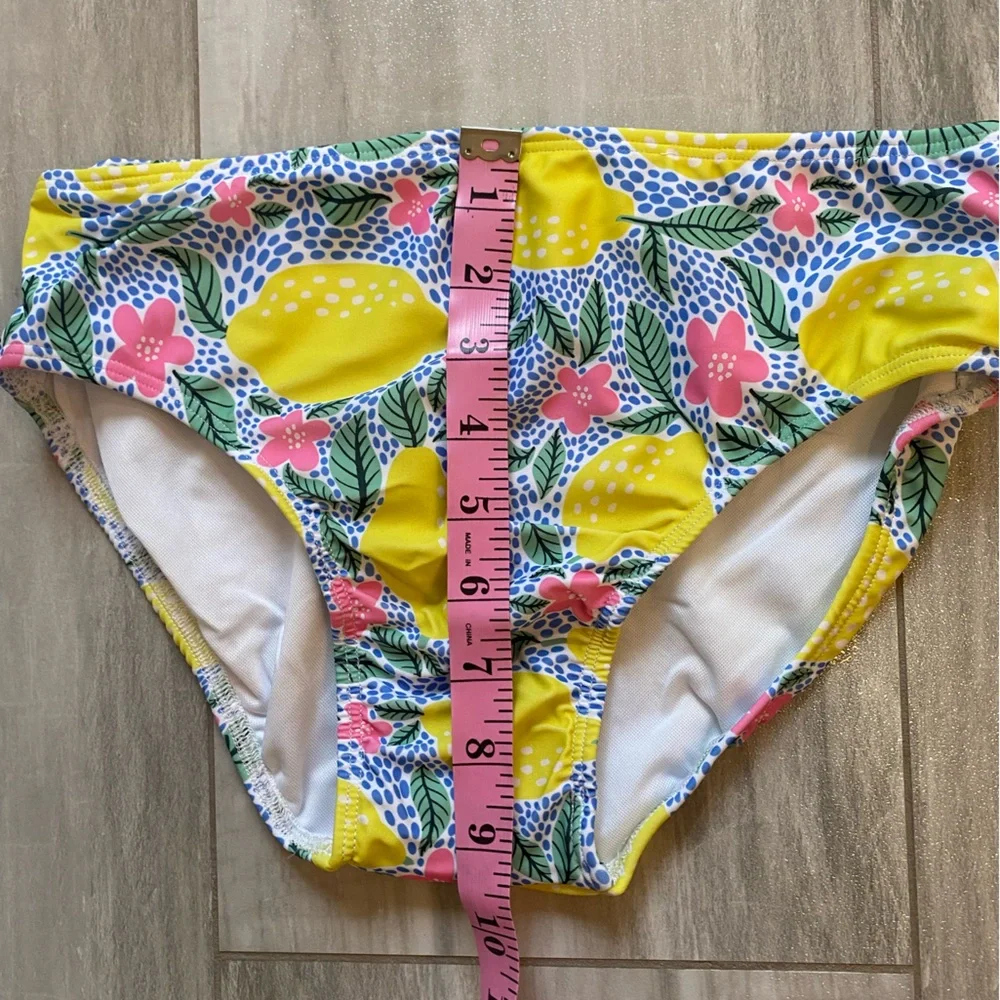 NWT Sugar Bee Colorful Lemon Floral Print Flutter 2-Piece Bikini, women’s S